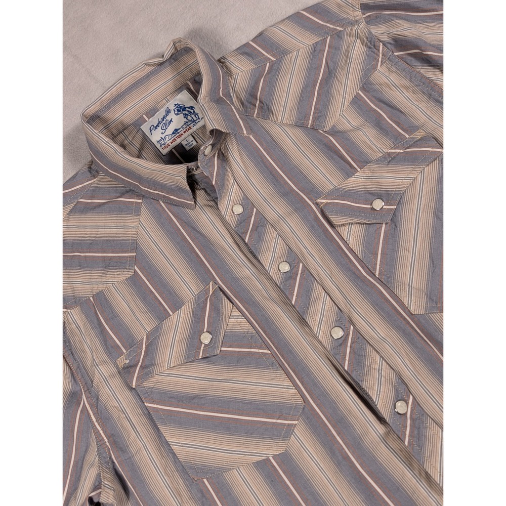 Panhandle Slim Striped Western Style Pearl Snap Long Sleeve Mens Shirt Size L